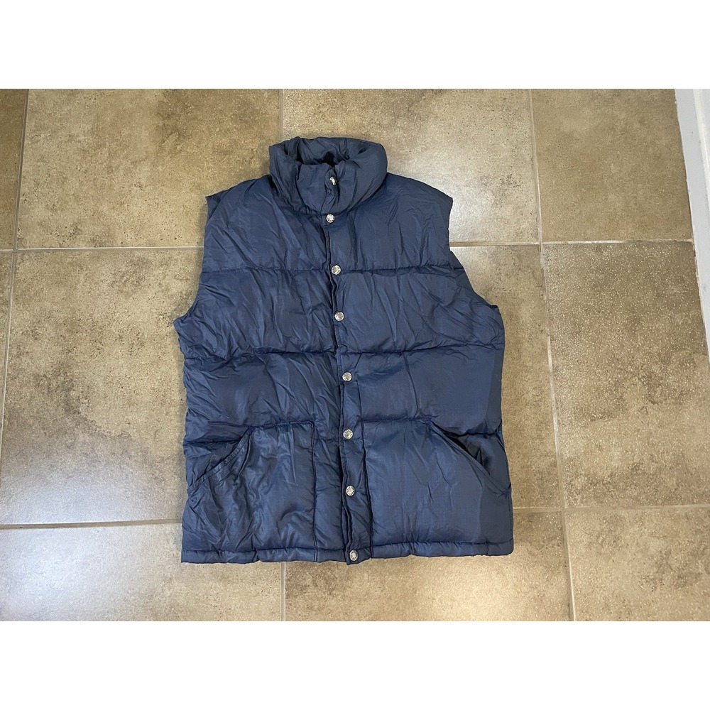VTG The North Face Down Puffer Vest Mens Sz M Blue Snap Front Gorpcore 70s USA